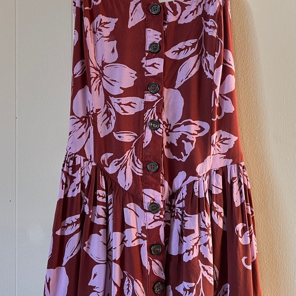 Free People Floral Spaghetti-Strap Maxi Dress in Mauve Pink Size Large - Picture 3 of 9